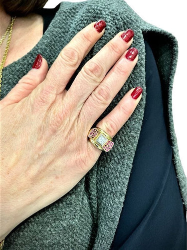 Bague BAGUE TANK RUBIS ET DIAMANTS 58 Facettes 044531