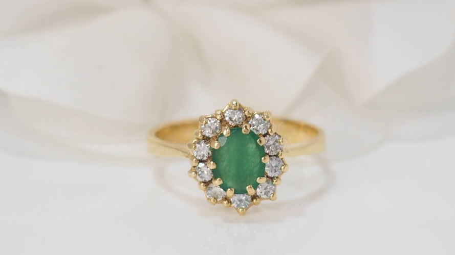 Bague 56 Bague marguerite or jaune émeraude et diamants 58 Facettes 31974