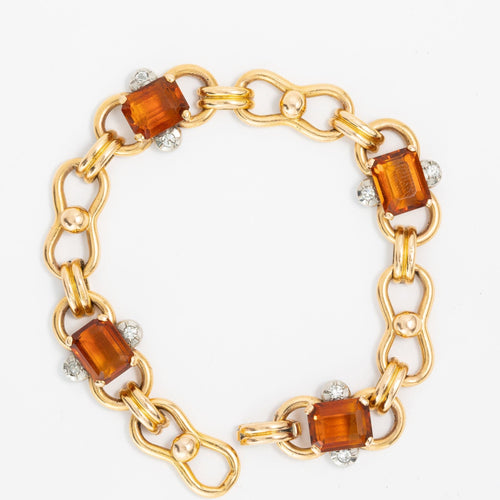 Bracelet Bracelet Or Platine Diamants et Quartz citrine 58 Facettes