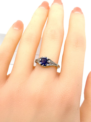 Bague Bague 1900 Platine Saphir et Diamants 58 Facettes