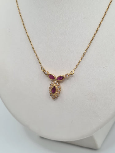 Collier Collier or jaune diamants rubis 58 Facettes
