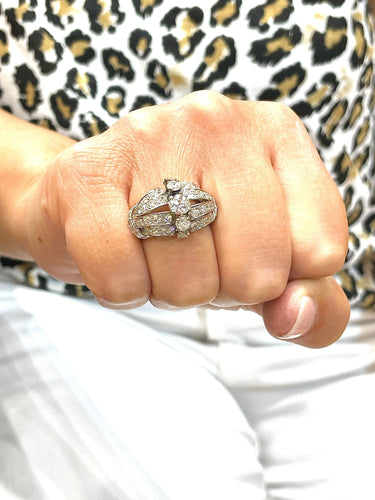 Bague 55 Bague Art Déco platine et diamants 58 Facettes