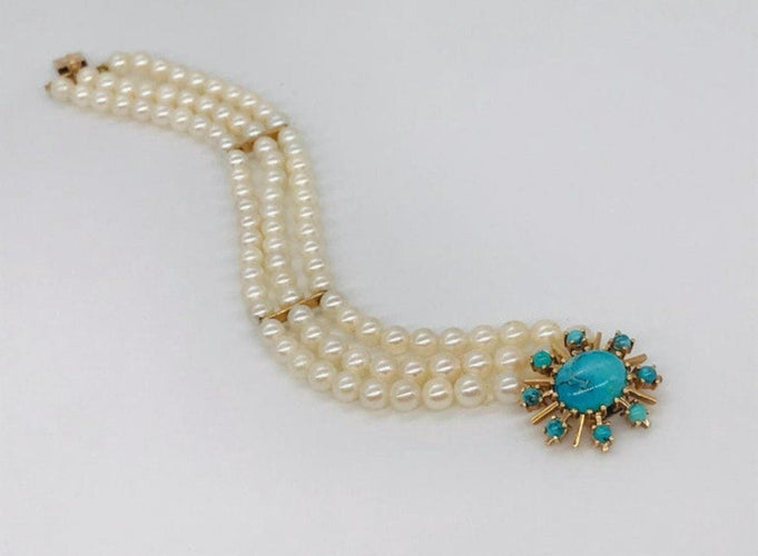 Bracelet Bracelet Perles Akoya Turquoise 58 Facettes