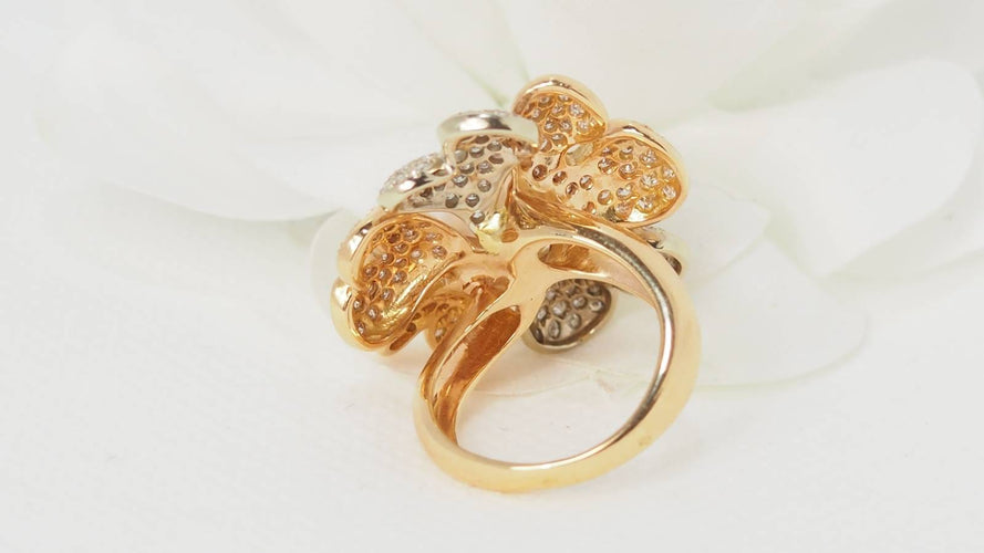 Bague 54 Bague Fleur diamants & perle de culture 58 Facettes 32274