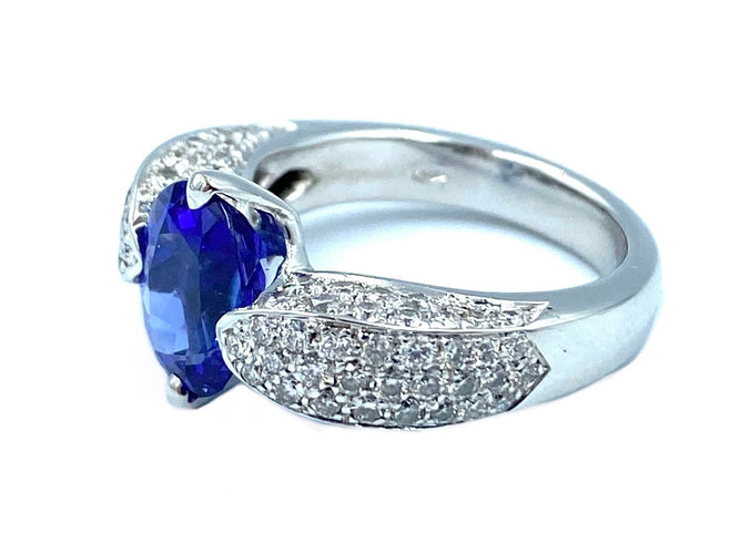 Bague Bague or blanc tanzanite et diamants 58 Facettes