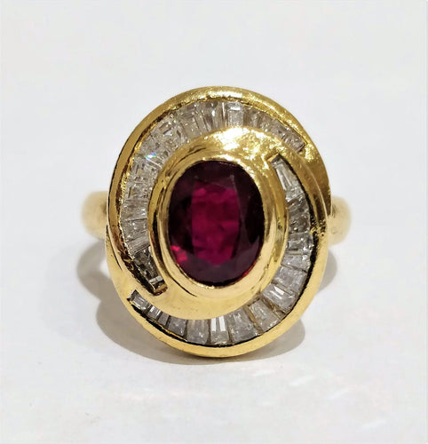 Bague 51 Bague or jaune tourbillon rubis et diamants 58 Facettes 1CA202/1