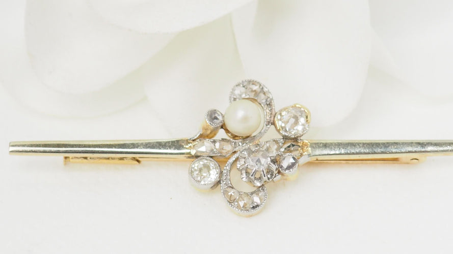 Broche Broche barrette Or Diamants Perles 58 Facettes 28027