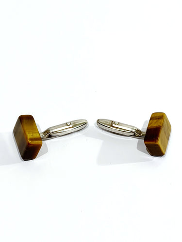 Boutons de manchette Boutons de manchettes Argent Œil de tigre 58 Facettes