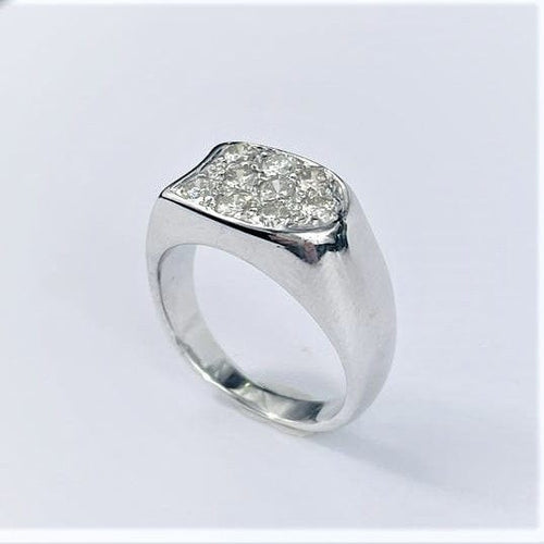 Bague Chevalière Or Blanc Diamant 58 Facettes 20400000506