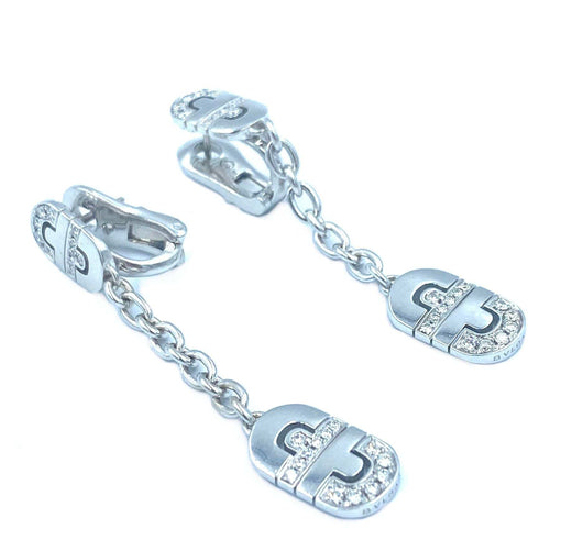 Boucles d'oreilles BVLGARI. Boucles d’oreilles Parentesi or blanc et diamants 58 Facettes