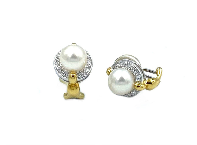 Boucles d'oreilles Boucles d’oreilles or jaune, perles et diamants 58 Facettes