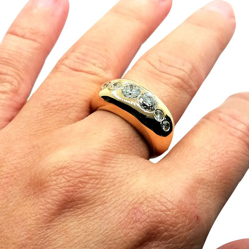 Bague 54 Bague jonc or jaune 6 diamants 58 Facettes 3758