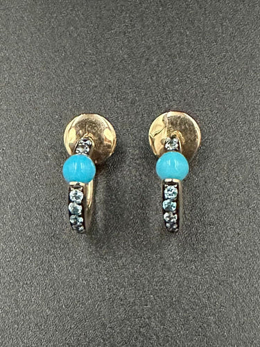 Boucles d'oreilles POMELLATO - Créoles Or Turquoises Zircons 58 Facettes