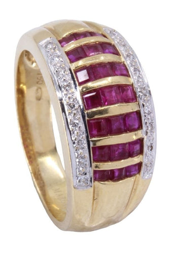Bague Bague rubis calibrés et diamants 58 Facettes 074811