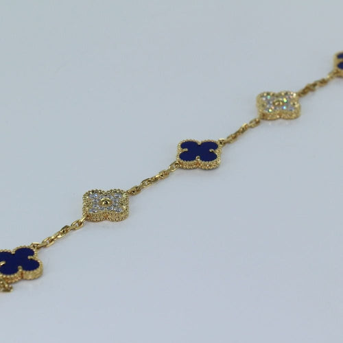 Bracelet Van Cleef & Arpels - Bracelet vintage Alhambra en or, lapis et diamants, édition limitée 58 Facettes