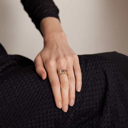 Bague BAGUE TANK DIAMANTS RUBIS 58 Facettes