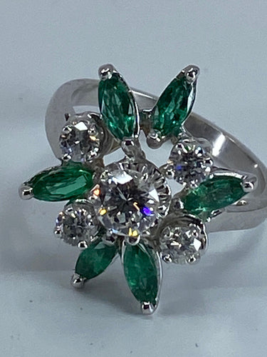 Bague Bague de fiançailles diamants, émeraudes 58 Facettes