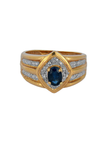 Bague 53 BAGUE SAPHIR OR JAUNE ET DIAMANTS 58 Facettes