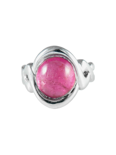 Bague Bague Or Blanc Tourmaline Rose Cabochon 58 Facettes