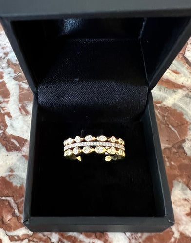 Bague Trio d'Alliances Djula Mix&Match Diamants Or Jaune Or Gris Or Rose 58 Facettes BS162