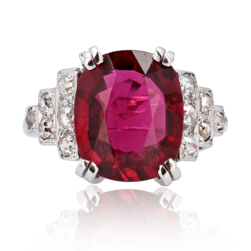 Bague 56 Bague tourmaline rubellite et diamants art déco 58 Facettes 22-492