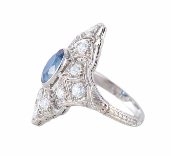 Bague BAGUE ART DECO PLATINE & SAPHIR 58 Facettes BO/220144