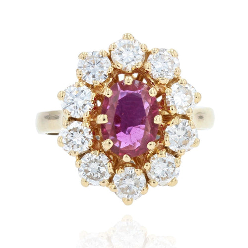 Bague 50 Bague marguerite or jaune rubis diamants 58 Facettes 22-229