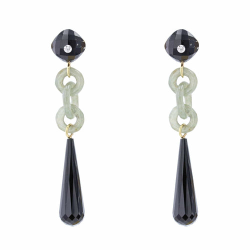 Boucles d'oreilles Boucles d'oreilles jades diamants et onyx 58 Facettes 22-192