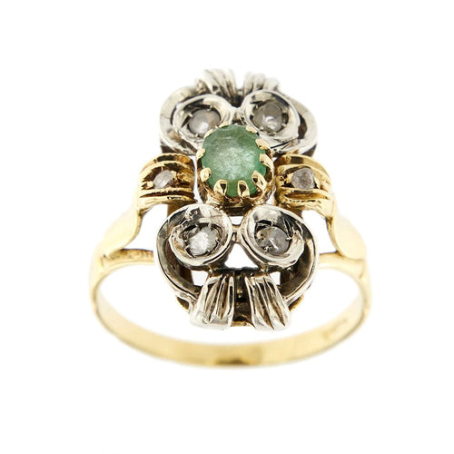 Bague 54 Bague vintage 2 Ors Emeraude Diamants 58 Facettes 33948