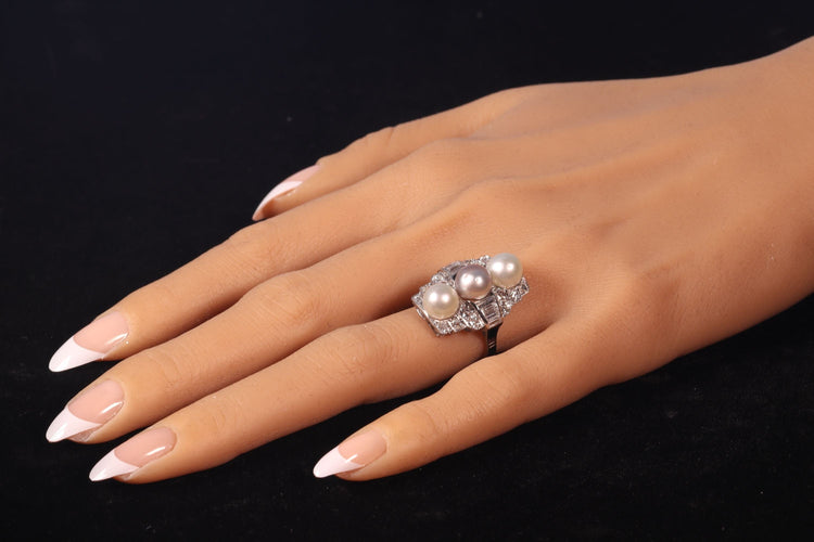 Bague 58 Bague de fiançailles diamant et perle 58 Facettes 22297-0116