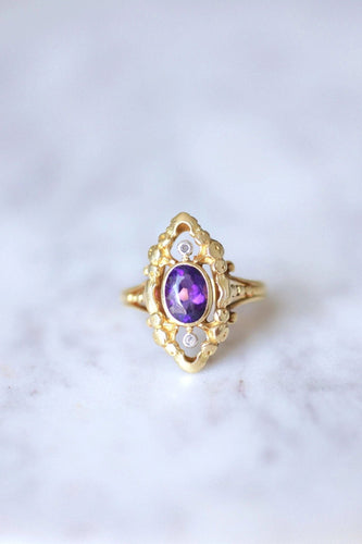Bague marquise Ancienne diamants et améthyste en or 58 Facettes
