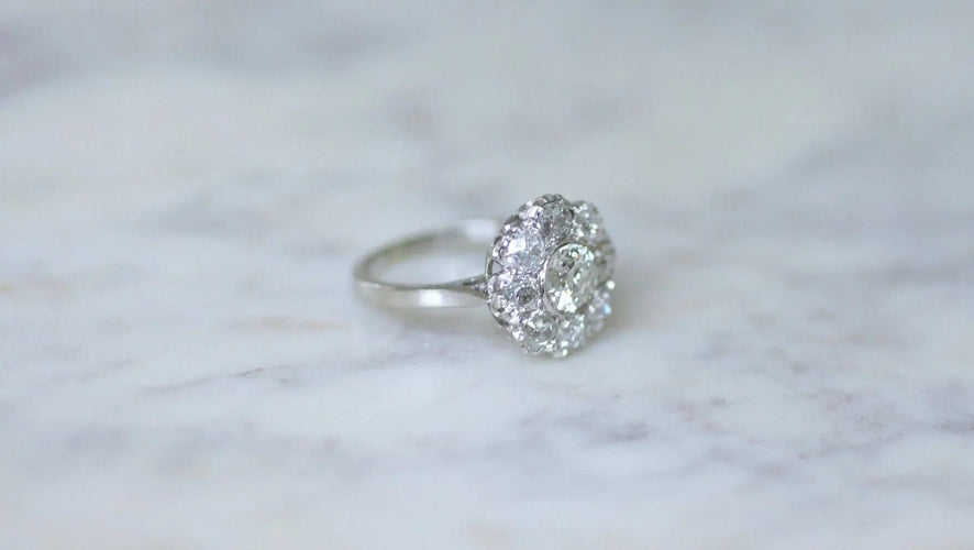 Bague 51.5 Bague marguerite diamants 2 carats 58 Facettes