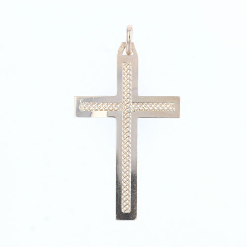 Pendentif Croix ajourée or rose 58 Facettes 16-264