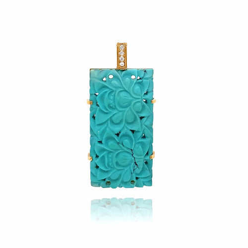 Pendentif Pendentif Upcyclé Or Fairmined Turquoise et diamants 58 Facettes