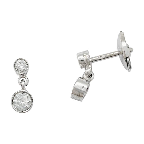Boucles d'oreilles Pendantes en or blanc et diamants 58 Facettes 30147