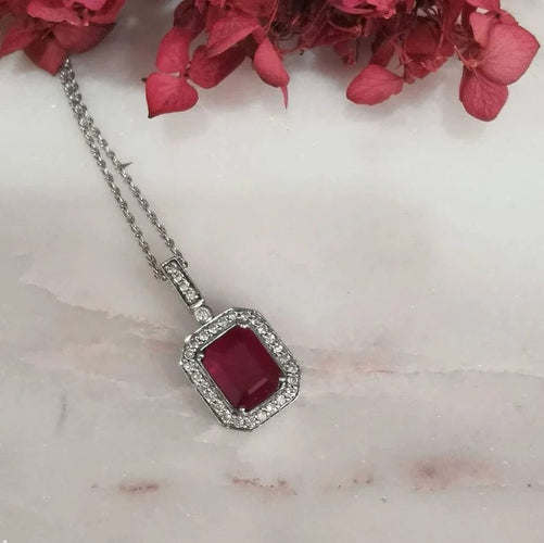 Pendentif Pendentif or blanc 18k diamants et rubis 58 Facettes