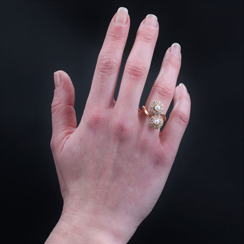 Bague 54 Bague ancienne duo marguerites perles diamants 58 Facettes 22-107