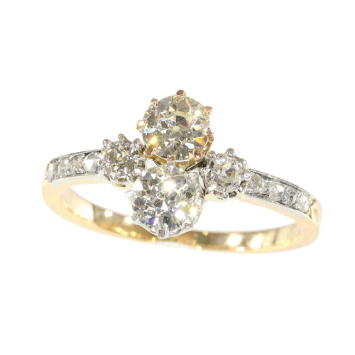 Bague 56 Charm Art Déco de Bague Vintage : platine, or jaune et diamants 58 Facettes 23360-0335