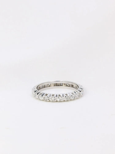 Bague Alliance américaine en or blanc et diamants 58 Facettes J69