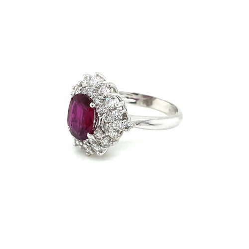 Bague Bague en grappe de diamants rubis de 1,94 carat certifiée par le domaine 58 Facettes