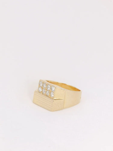 Bague 56 Bague chevalière Or jaune Diamants 58 Facettes J131