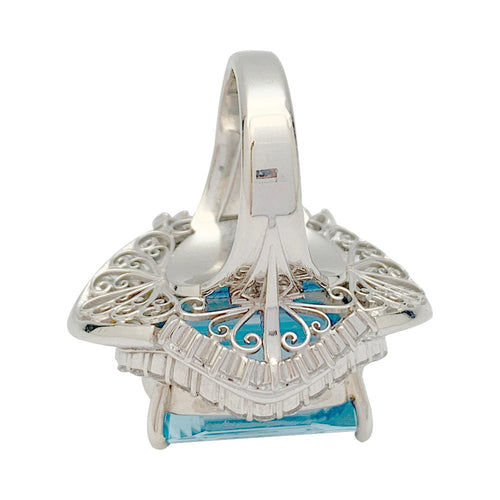 Bague 52 Bague cocktail aigue-marine et diamants. 58 Facettes 31425