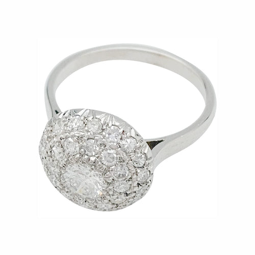 Bague 55 Bague boule en platine, or blanc et diamants. 58 Facettes 31667