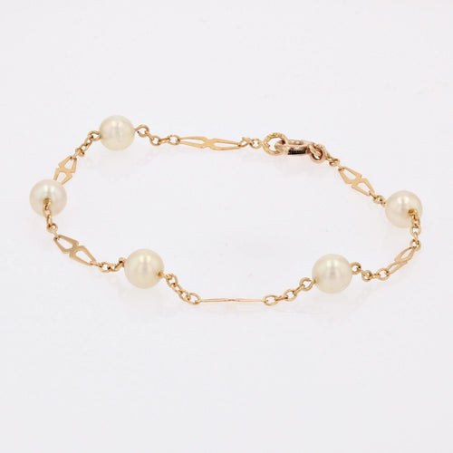 Bracelet Bracelet or jaune et perles de culture 58 Facettes CVBR27