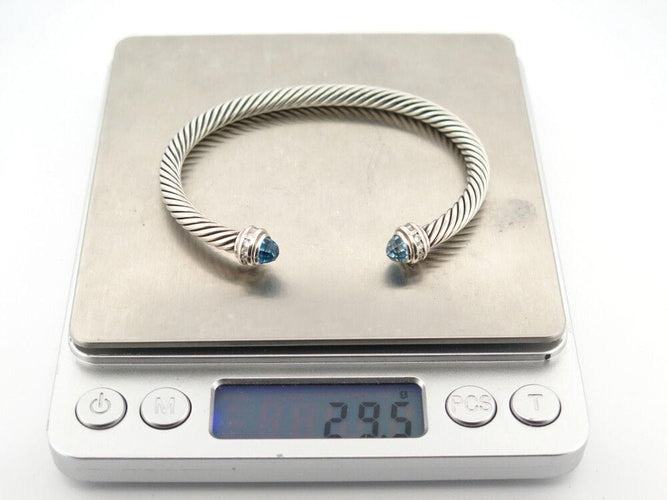 Bracelet bracelet DAVID YURMAN cable mm argent 925 5mm diamants topaze 58 Facettes 257556