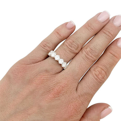 Bague 51.5 Alliance tour complet en or blanc, diamants. 58 Facettes 31363