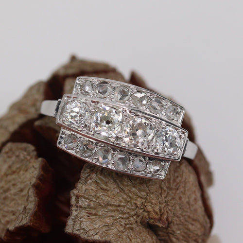 Bague 54 Bague Art déco platine et diamants 58 Facettes 23-317