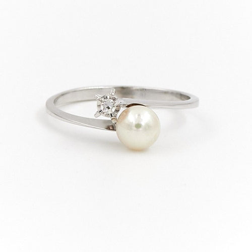 Bague 51.5 Bague Toi & Moi Or blanc Perle 58 Facettes 1653929CN