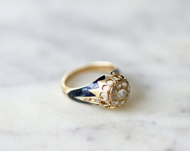 Bague Bague jonc d'enfant émail et diamants 58 Facettes