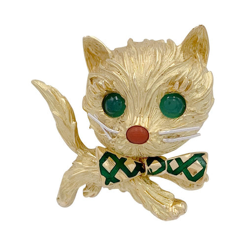 Collier Clip vintage, "Chat". 58 Facettes 32383